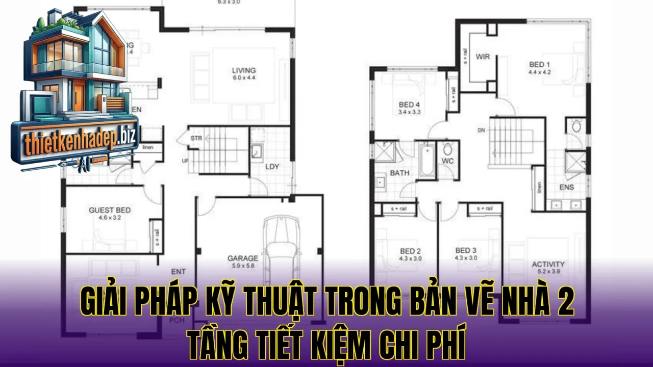 Giải pháp kỹ thuật trong bản vẽ nhà 2 tầng tiết kiệm chi phí
