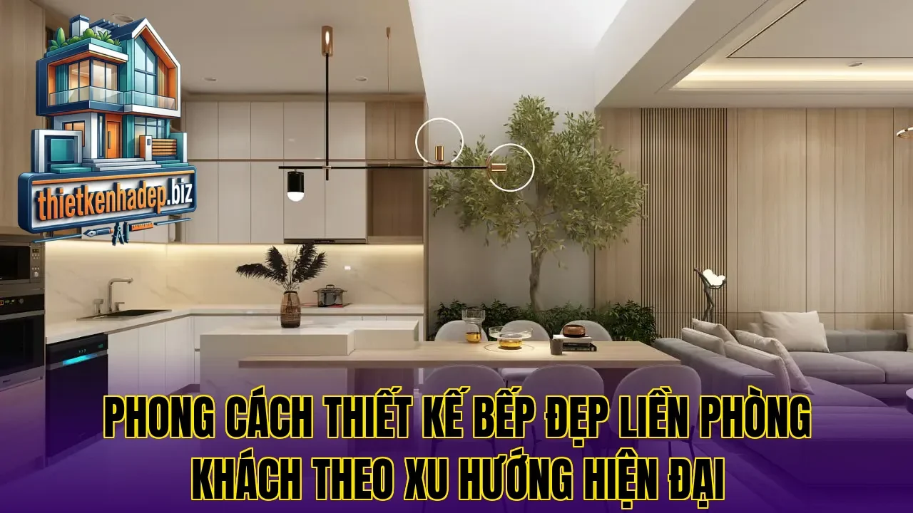 Phong cách thiết kế bếp đẹp liền phòng khách theo xu hướng hiện đại