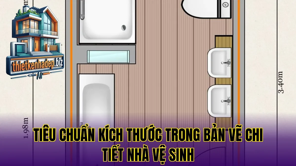 Tiêu chuẩn kích thước trong bản vẽ chi tiết nhà vệ sinh
